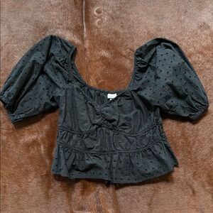 Black Puff Sleeve Top